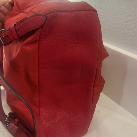 COACH New York Red Nylon Leather Backpack Drawstring Turnlock F58814 Light EUC - Picture 12 of 13
